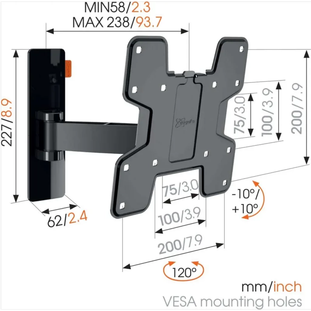 Vogels 3125 19“-43” VESA 200x200 Giratório - Suporte para TV