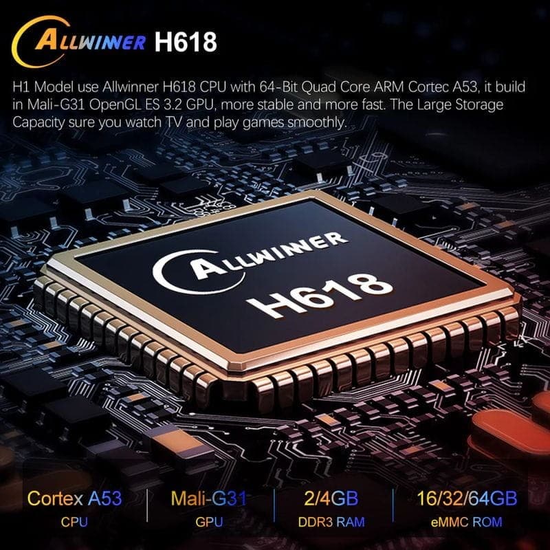 Vontar H1 H618 2GB/16GB WiFi 6 Android 12.0 Android TV