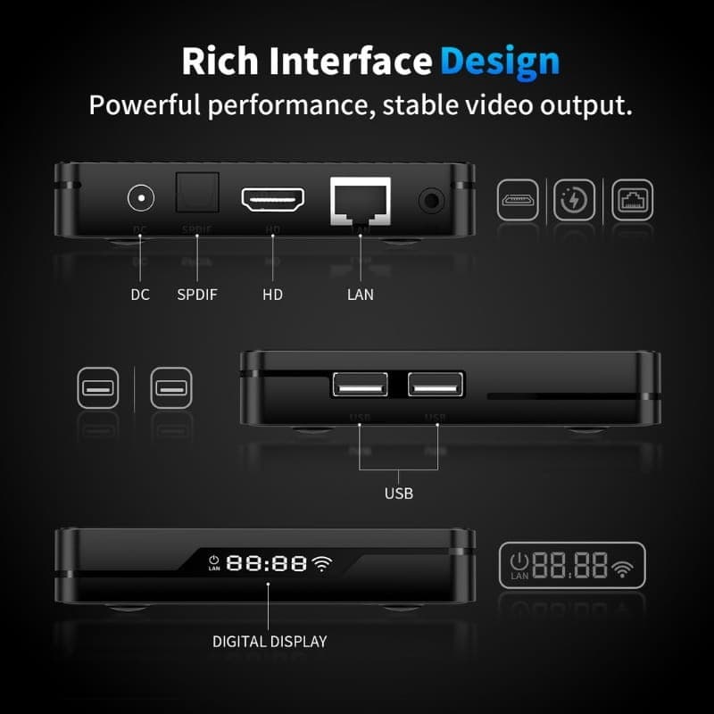 X88 Pro X5M 4GB/32GB 8K WiFi 6 Android 14 Preto - Android TV