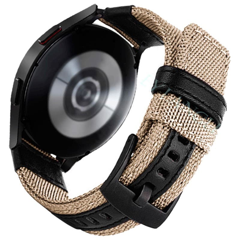Pulseira Universal Nylon Ajustável 22mm Cáqui para Smartwatch Xiaomi/Amazfit/Samsung/Huawei/Realme/Ticwatch