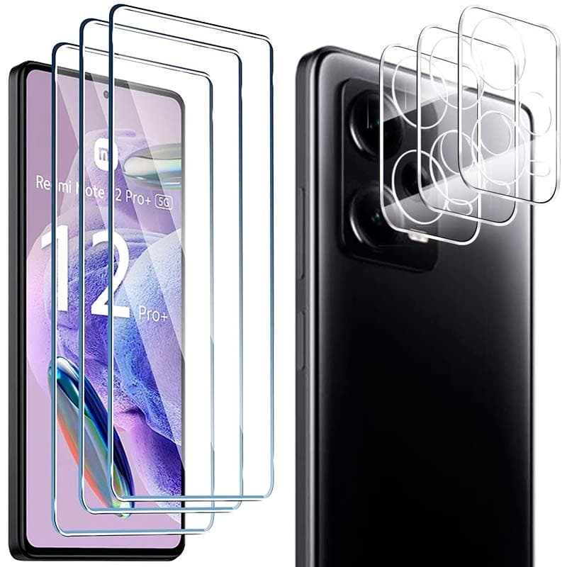 Pack de Acessórios Xiaomi Redmi Note 12 Pro+ com 3 Película de Ecrã + 3 Película de vidro para Câmara