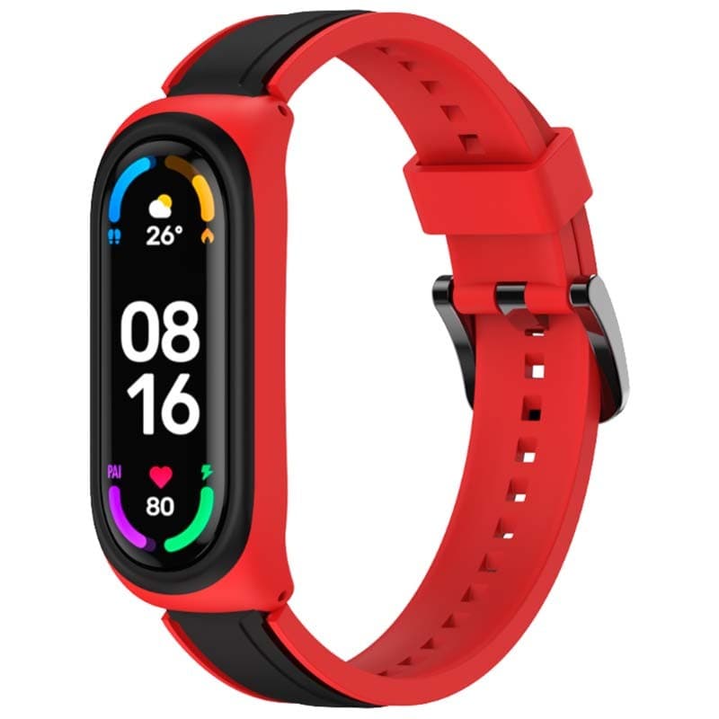 Pulseira Xiaomi Mi Smart Band 6 / Mi Band 5 / Amazfit Band 5 Dual Color+Vermelho