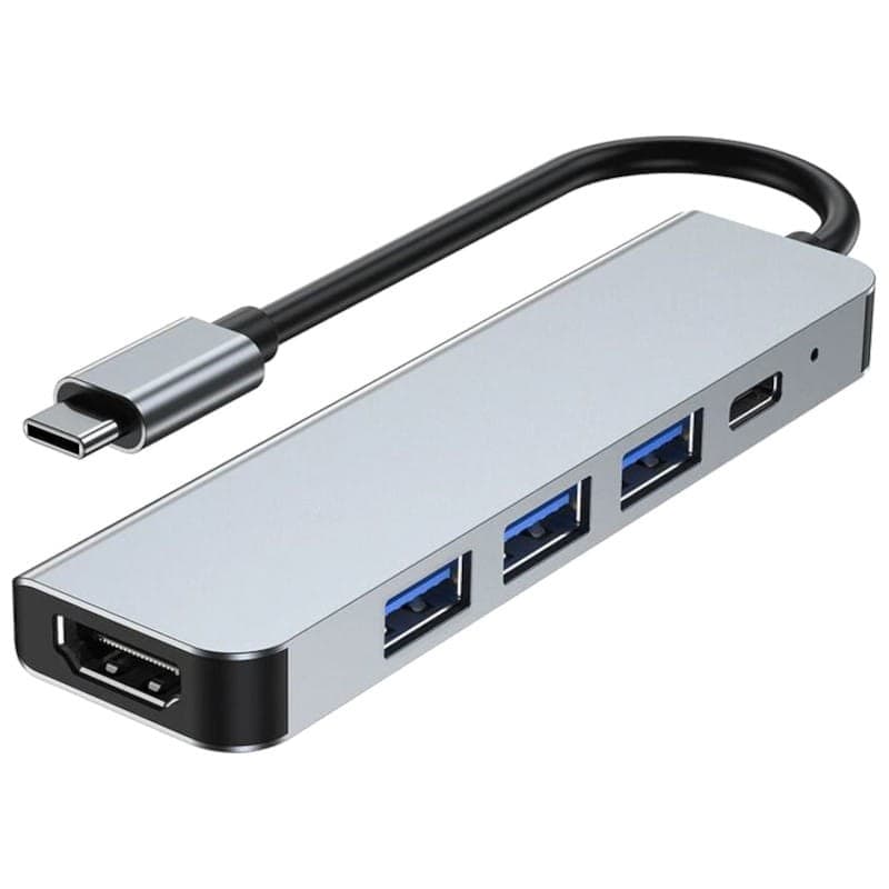 Hub USB BYL 2008 5 em 1 USB Tipo-C/HDMI+USB 3.0+USB 2.0+USB Tipo C