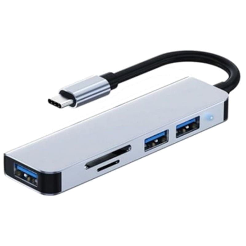 Hub USB BYL-2103T 5 em 1 USB-C/USB 3.0+2.0+microSD+SD