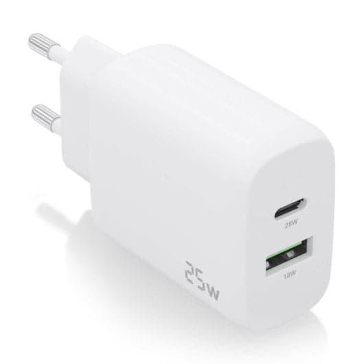 Aisens A110-0758 Carregador 25W PD3.0 QC3.0 1xUSB-C 1xUSB-A Branco