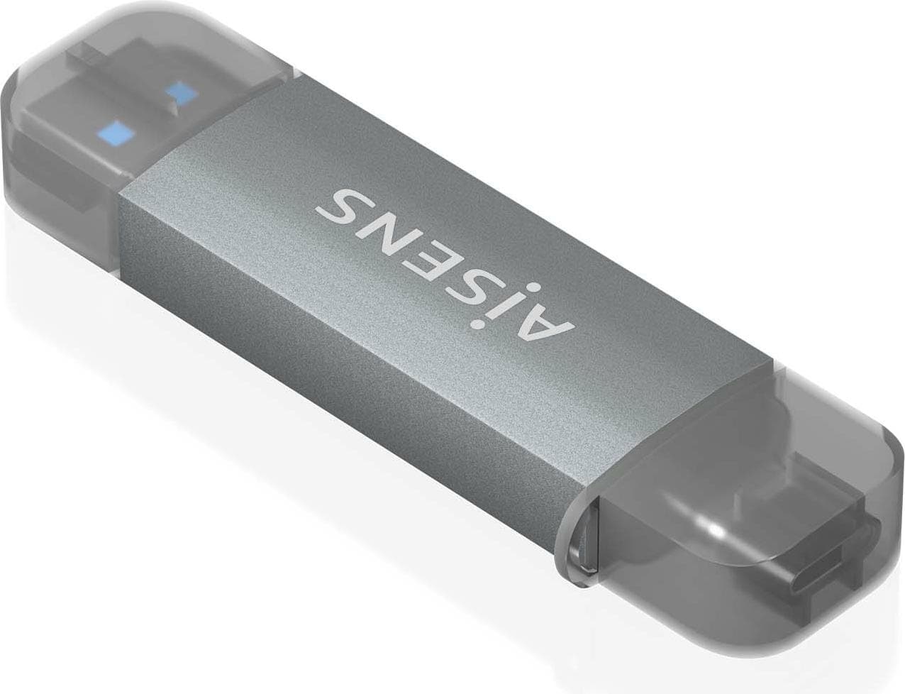 Aisens SD, Micro SD, MMC, RS-MMC, MMC Micro, USB-A and USB-C Card Reader, Gray