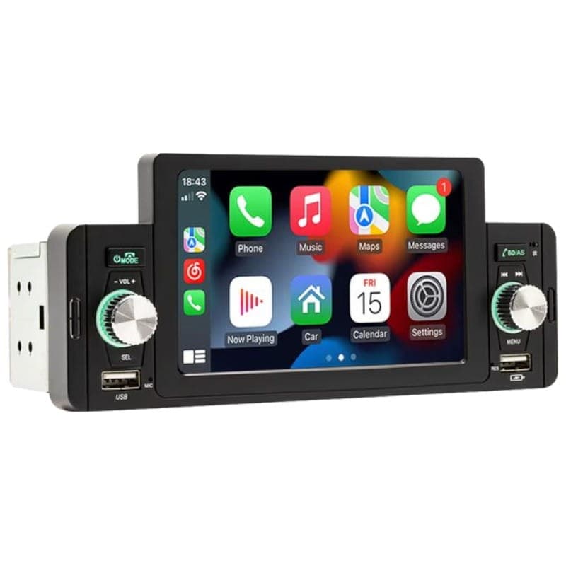 Autorádio 1 DIN SWM 160W 5 polegadas Bluetooth/Carplay/Android Auto Wireless/USB Preto