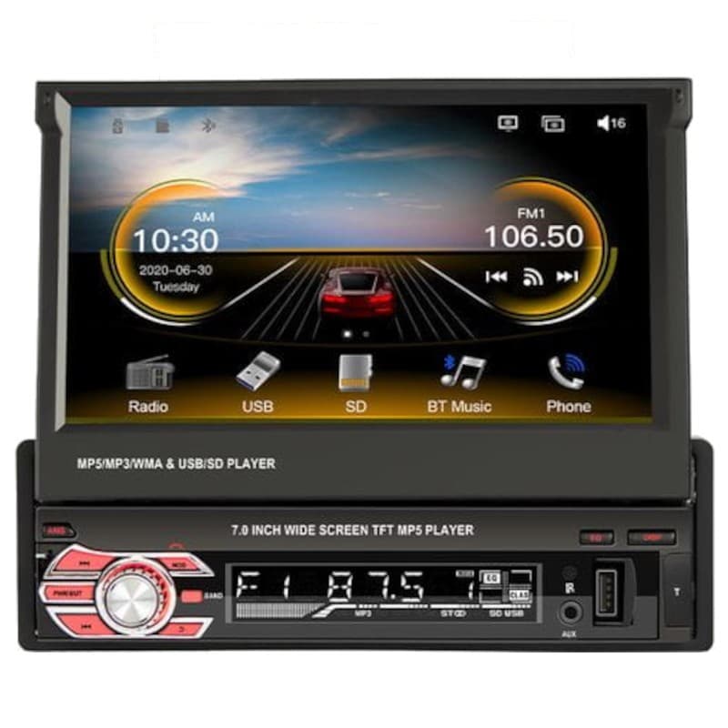 Autorádio 1 DIN SWM 9601C-S 7 polegadas Bluetooth/Mirror Link/ Carplay/USB/Preto