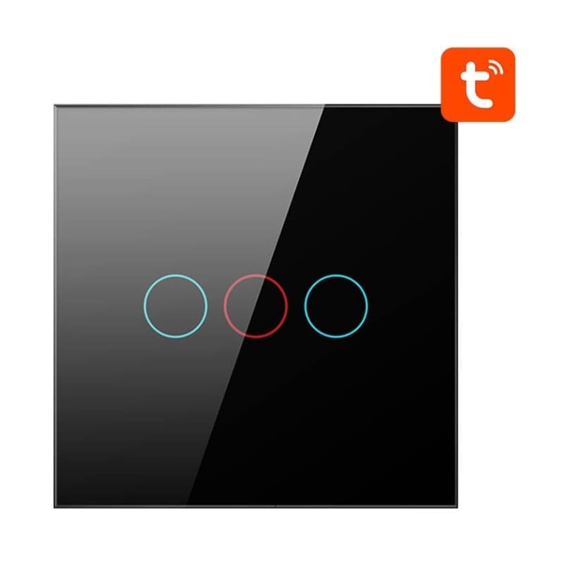 Avatto LZTS02-EU-B3 3 Botões ZigBee Preto - Interruptor Táctil Inteligente