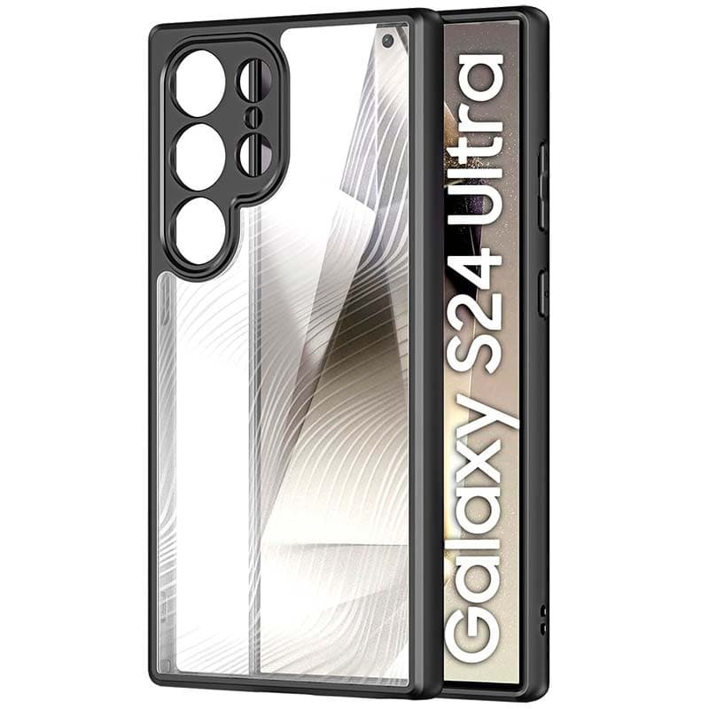 Capa rígida Anti-Scratch Shell Samsung Galaxy S24 Ultra 5G Preto+Transparente