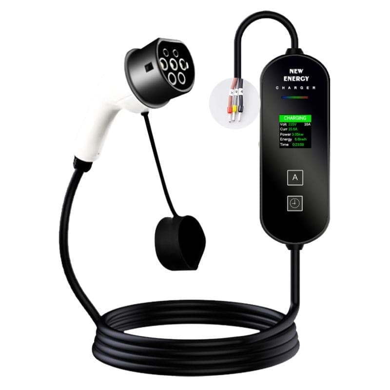 Carregador Elétrico para Carro com Ecrã LCD EV 32A/7.0KW/10M sem Cabeçote de Encaixe