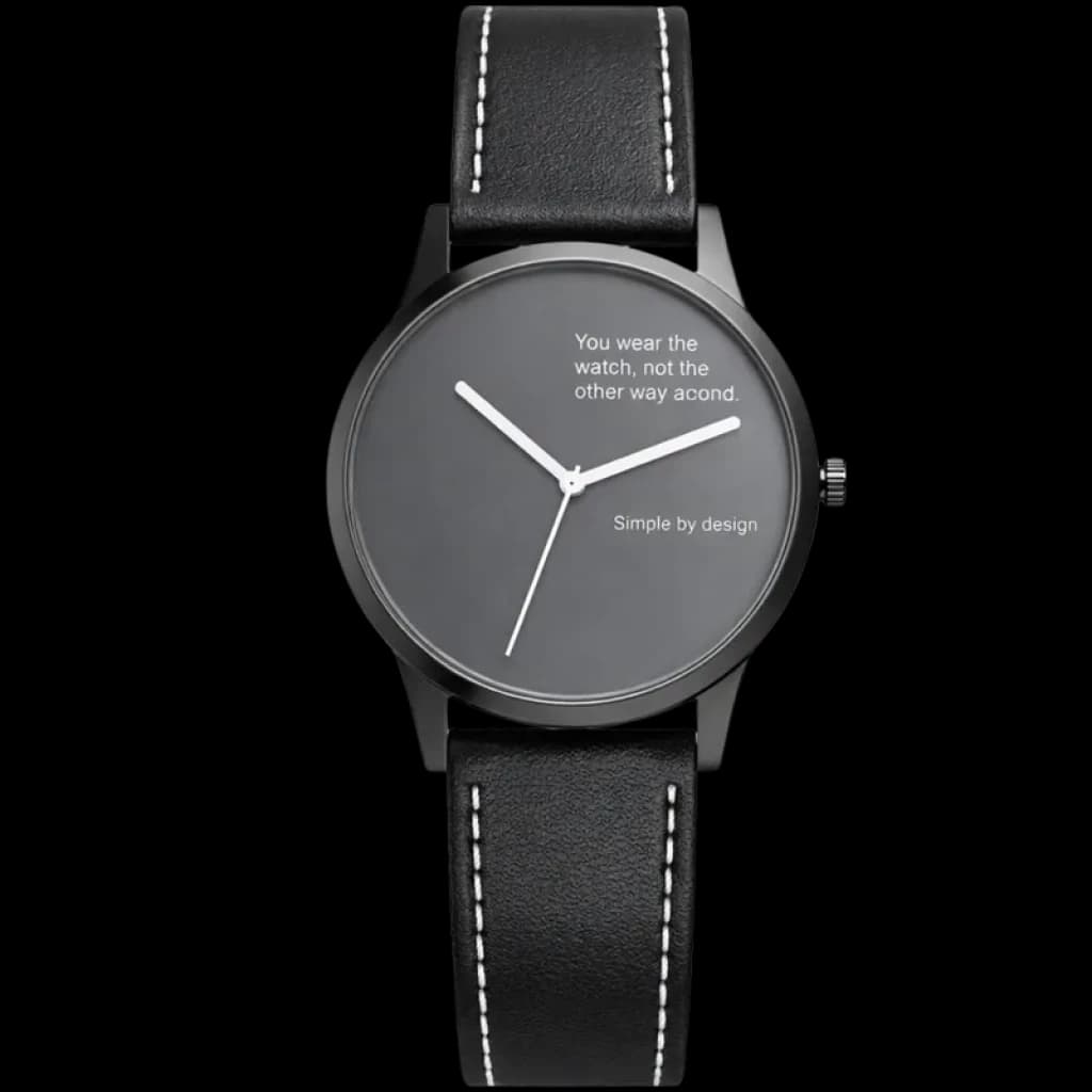 TN99 Smartwatch Prateado com Pulseira de Couro Preto Monitoramento da Frequência Cardíaca