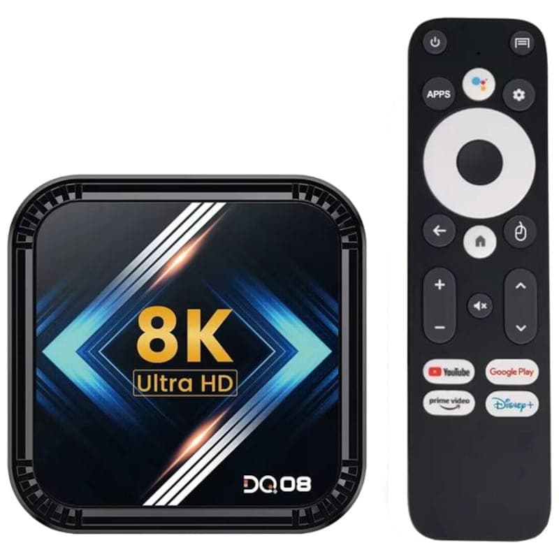 DQ08 8K RK3528 4GB/64GB Dual Wifi Controlo de Voz Android 13 Preto - Android TV