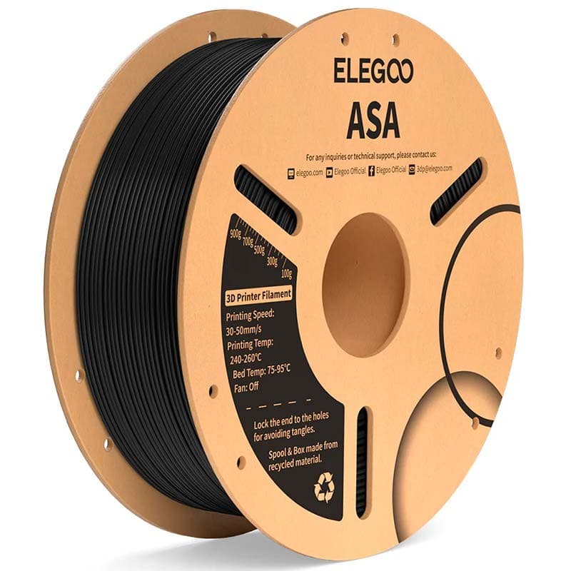 ELEGOO ASA Preto para Impressoras 3D FDM - Filamento 1.75mm Bobina de 1kg