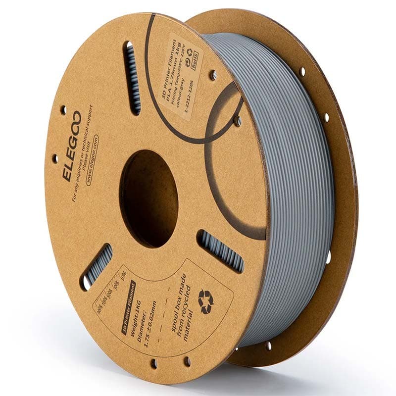 ELEGOO PLA Cinzento para Impressoras 3D FDM - Filamento 1.75mm Bobina de 1kg