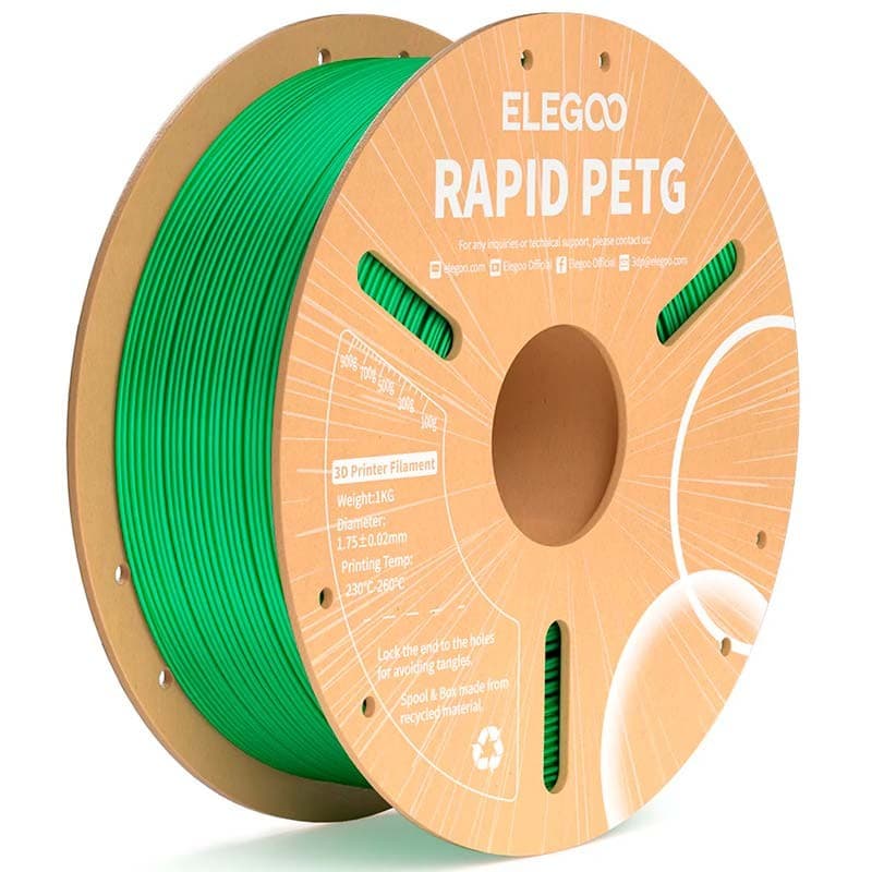 ELEGOO Rapid PETG Verde para Impressoras 3D FDM - Filamento 1.75mm Bobina de 1kg