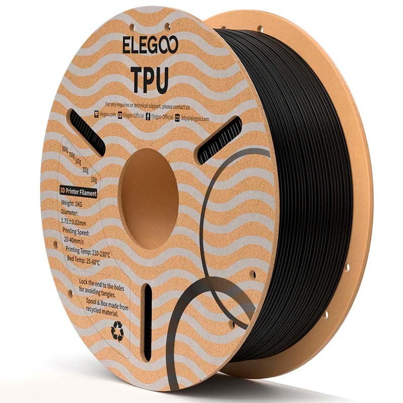ELEGOO TPU Preto para Impressoras 3D FDM - Filamento 1.75mm Bobina de 1kg