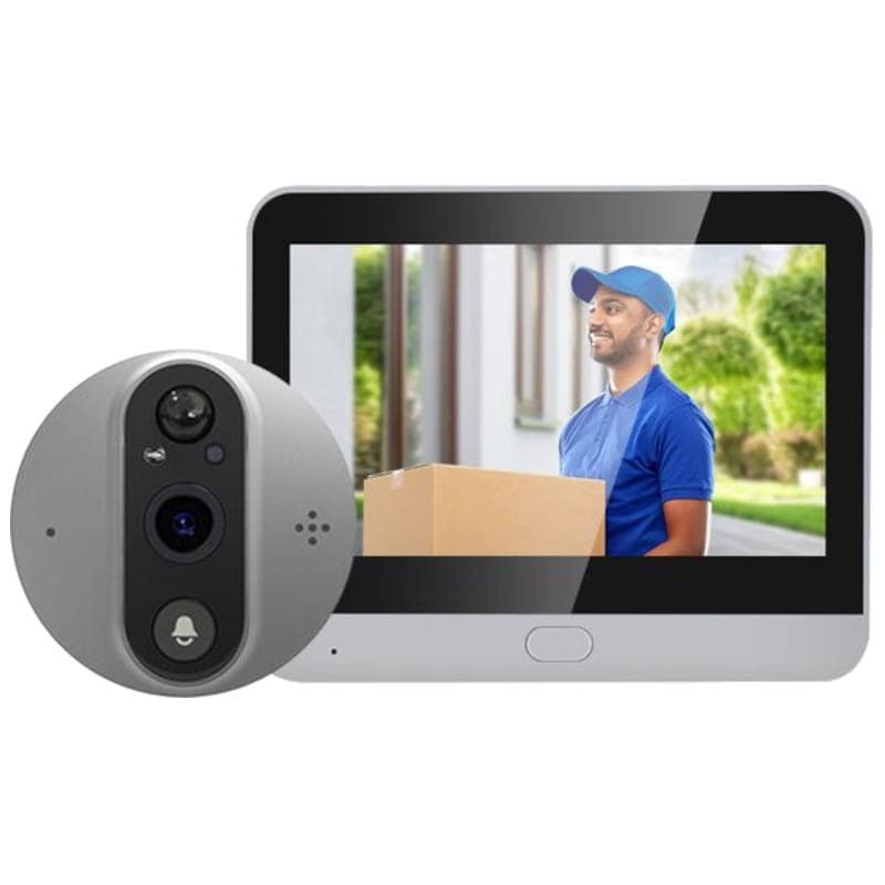 Escam C89 Visão Noturna PIR Áudio bidirecional Prata - Olho mágico digital