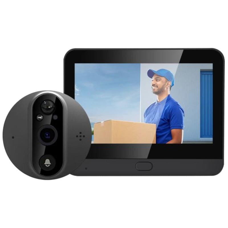 Escam C89 Visão Noturna PIR Áudio bidirecional Preto - olho mágico digital