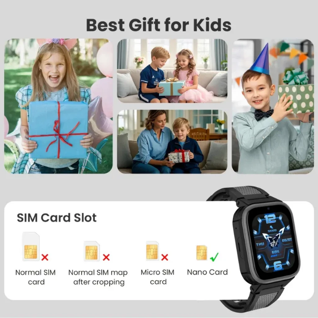 Relógio inteligente para crianças Lagenio K10 Preto 4G GPS com função SOS