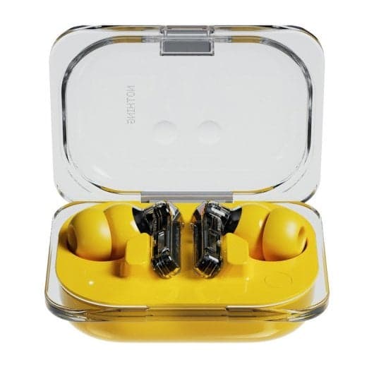 Nothing Ear (a) Auriculares Bluetooth com Cancelamento Ativo de Ruído Transparentes/Amarelos