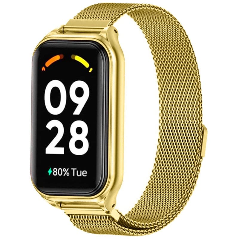 Pulseira Milanesa Magnética Xiaomi Mi Smart Band 8 Active / Redmi Smart Band 2 Dourado