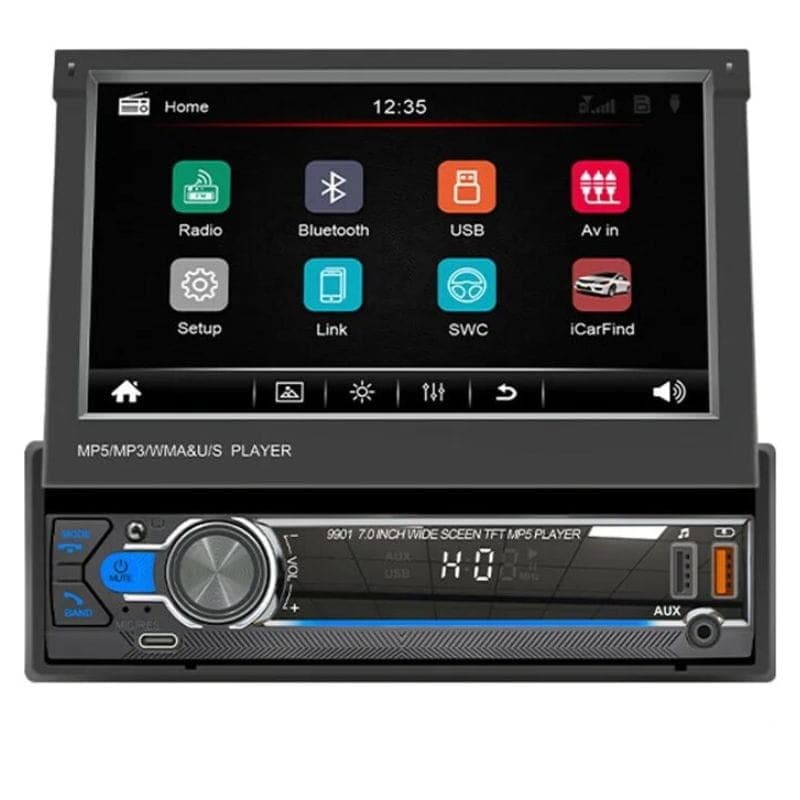 SWM 9901C-S 7 polegadas Bluetooth/Mirror Link/Carplay/USB Preto - Rádio Automóvel 1 DIN