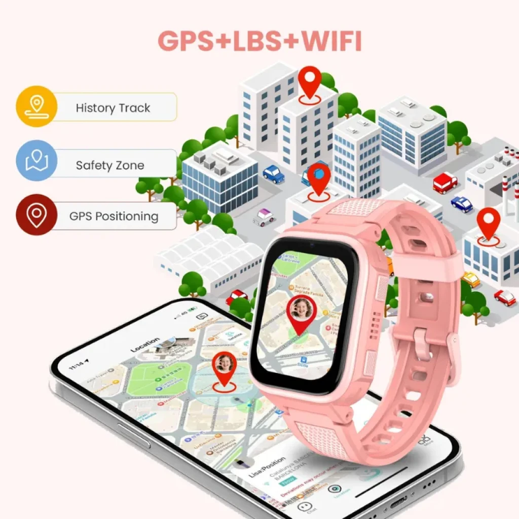 Relógio inteligente para crianças Lagenio K10 Preto 4G GPS com função SOS
