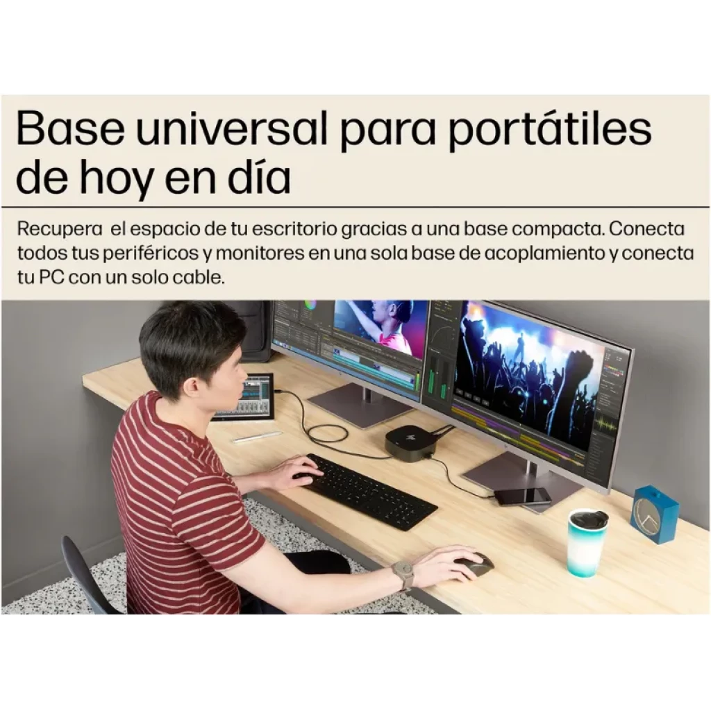 Hub portátil HP Base USB-C G5 com portas USB, HDMI, RJ45 e Jack de 3,5 mm