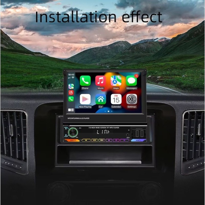 Autorádio 1 DIN SWM 9614C 7 polegadas Bluetooth/Carplay USB Preto