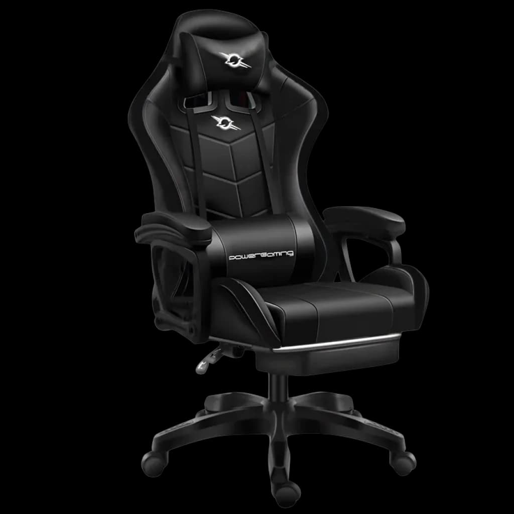 Cadeira Gaming PowerGaming com alto-falante Bluetooth e massagem + apoio para os pés preto