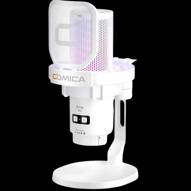 COMICA EJoy Uni Pro(D) Microfone sem fio condensador cardioide RGB Branco