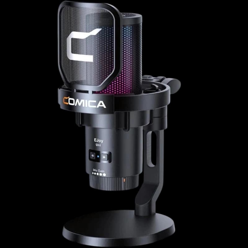 COMICA EJoy Uni Pro(D) Microfone sem fio condensador cardioide RGB Preto