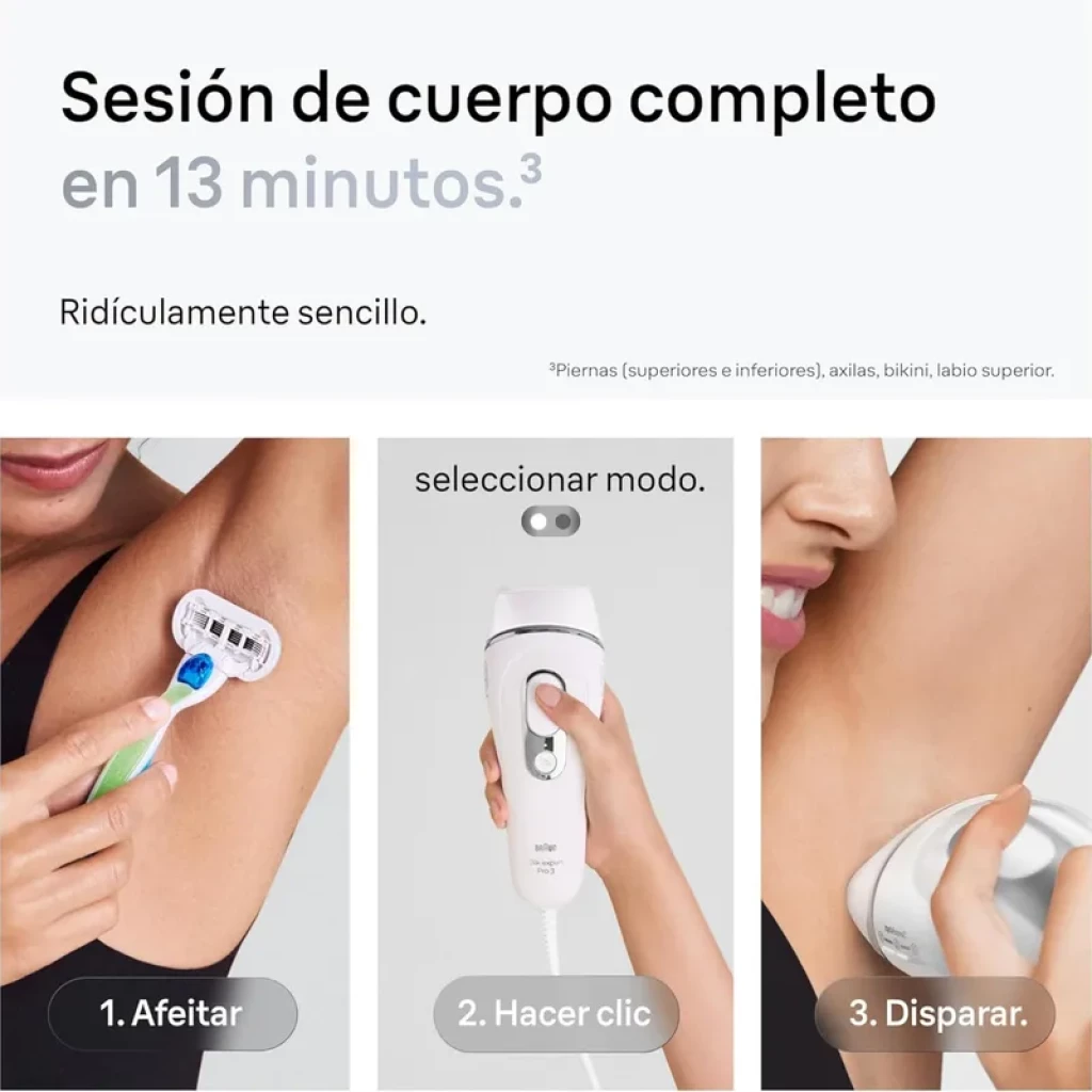Depilador IPL Braun Silk-expert Pro 3 PL3136 - Sensor SensoAdapt, 300 000 disparos