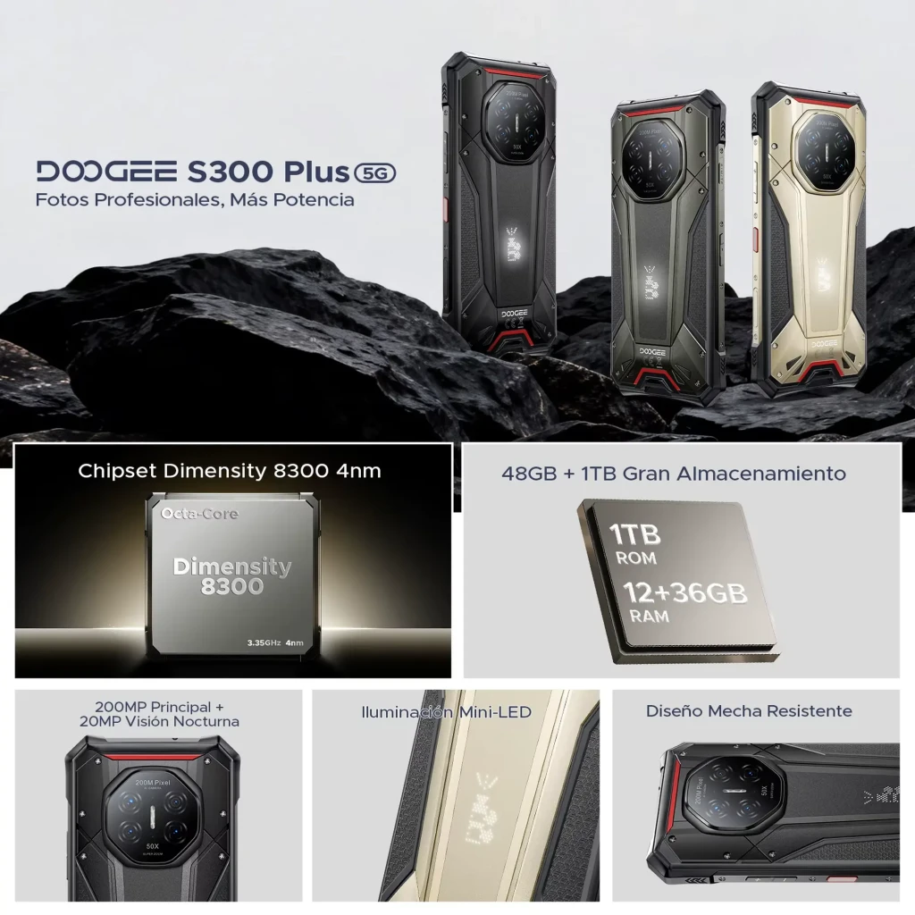Doogee S300 Plus 1 TB Cinzento Processador MediaTek 12 GB de RAM Câmara de 100 MP