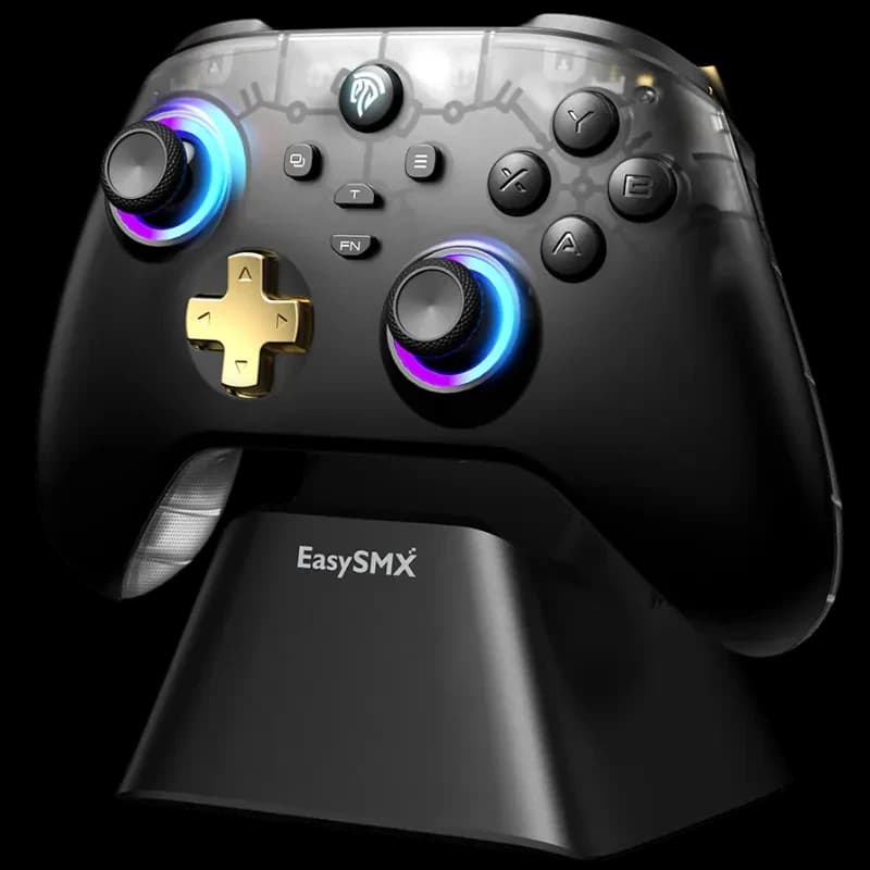 EasySMX D05 PC Preto - Comando multiplataforma com base de carregamento, joysticks com efeito Hall e gatilhos
