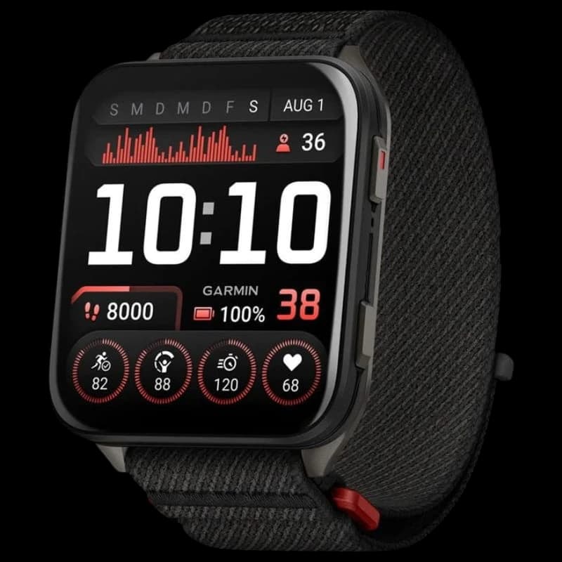 Garmin Venu X1 Caixa em titânio Cinzento Correia em nylon ComfortFit Preto