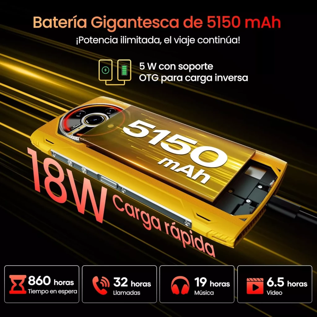 Lagenio Panther 2 Pro 256 GB Preto Bateria de 5150 mAh 8 GB de RAM Tripla resistência aos elementos
