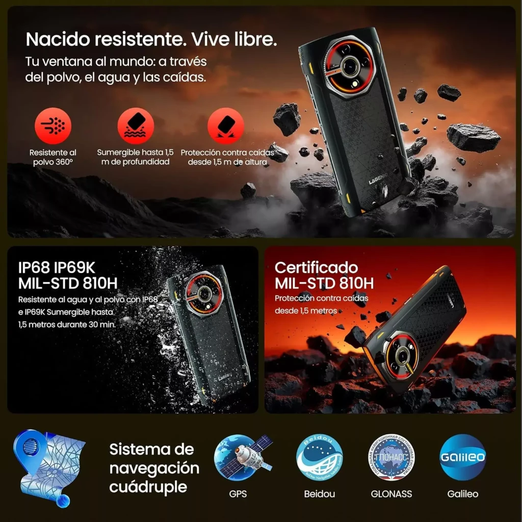 Lagenio Panther 2 Pro 256 GB Preto Bateria de 5150 mAh 8 GB de RAM Tripla resistência aos elementos