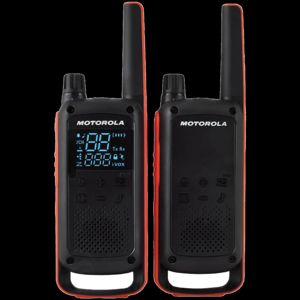 Motorola Talkabout T82 Two-Way Preto/Laranja Pacote de 2 – Walkie Talkie 16 canais