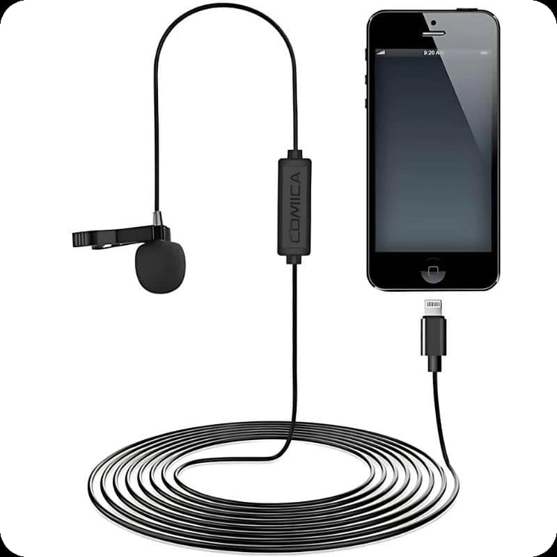 Microfone Lavalier COMICA para Smartphone Lightning 4,5 m