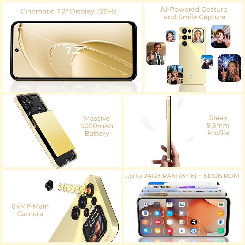 Oukitel C68 Plus Azul 512 GB Ecrã traseiro 8 GB de RAM Bateria de 6000 mAh