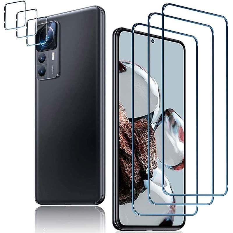 Pack de Acessórios Xiaomi 12T com 3 Película de ecrã + 3 Película de vidro para cámara