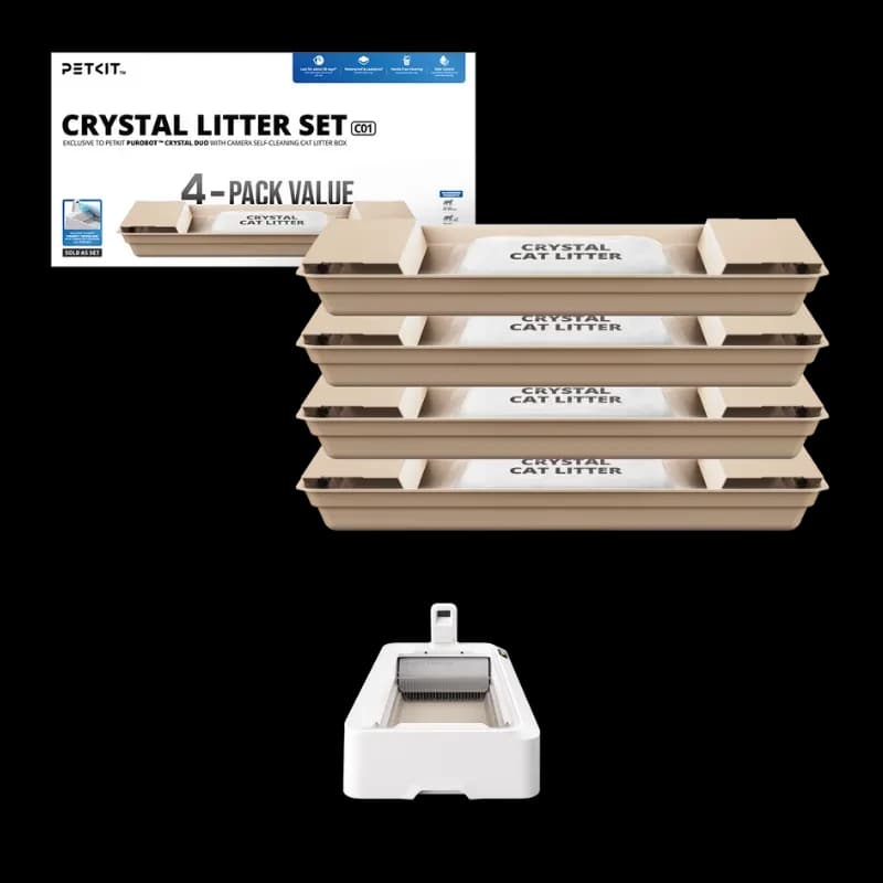 PETKIT Conjunto de areia para gatos Azul + tabuleiros substituíveis para Purobot Crystal Duo (pacote x4)