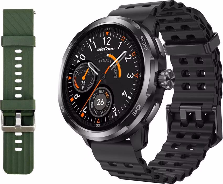 Relógio inteligente Ulefone Armor Watch Pro Preto com ecrã AMOLED de 1,50 polegadas GPS integrado