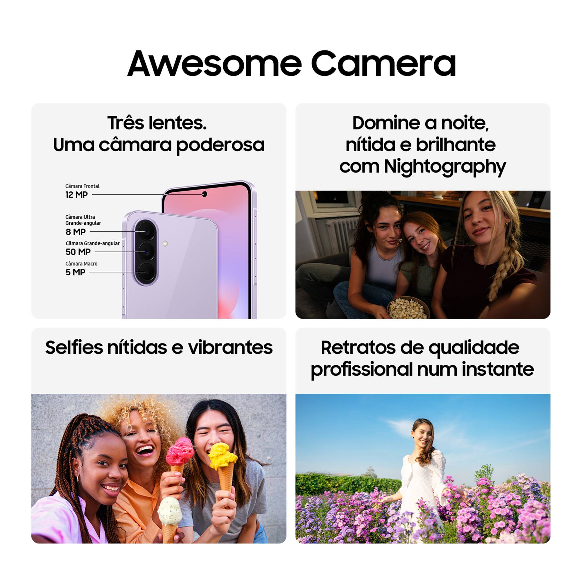 Samsung Galaxy A37 5G 128 GB Lavande Ecrã de 5000 mAh 6 GB de RAM Com One UI 8.5