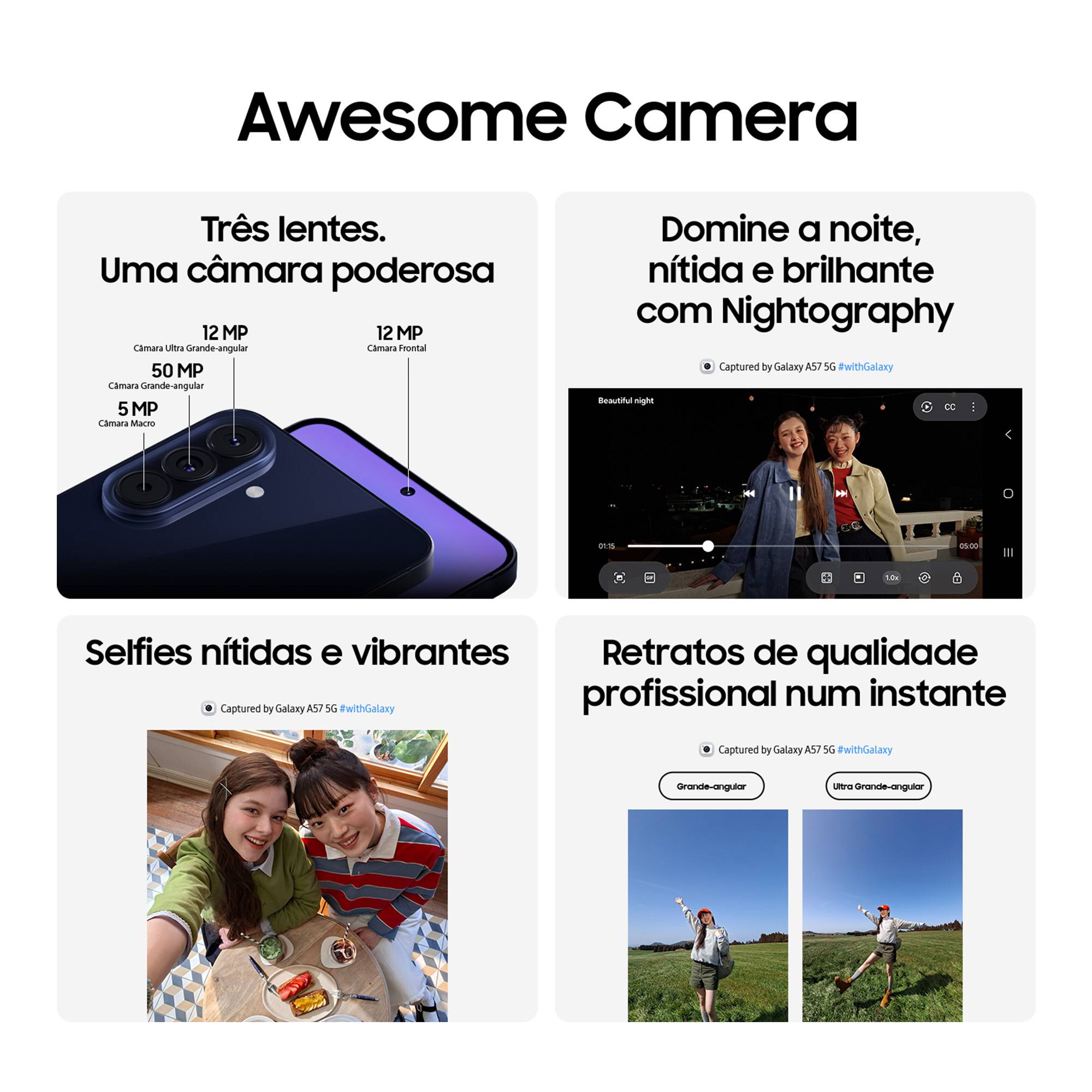 Samsung Galaxy A57 5G 128 GB Cinza Ecrã de 6,6 polegadas 8 GB de RAM Câmara de 50 MP