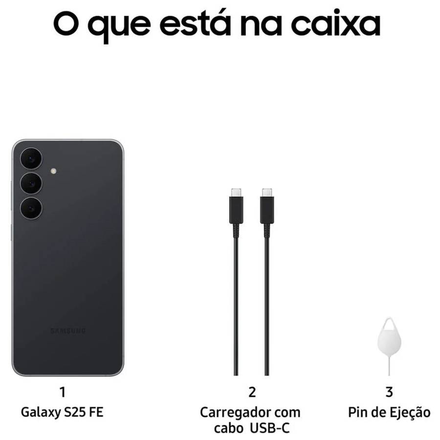 Samsung Galaxy S25 FE 5G 8GB/256GB Preto Jetblack