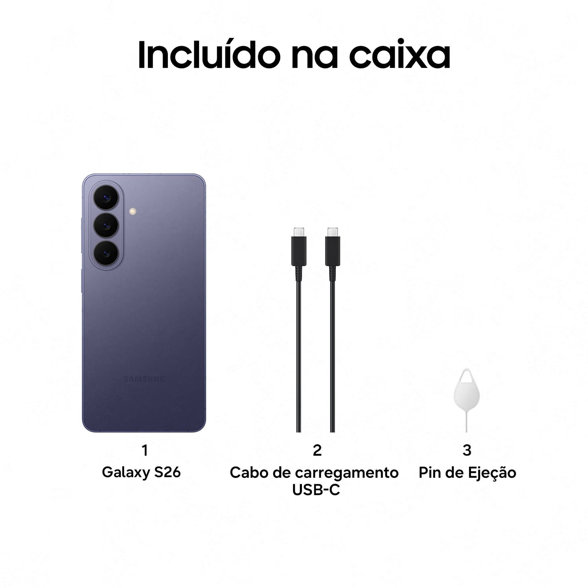 Samsung Galaxy S26 5G 256 GB Violeta Android 16 12 GB de RAM Taxa de atualização de 120 Hz