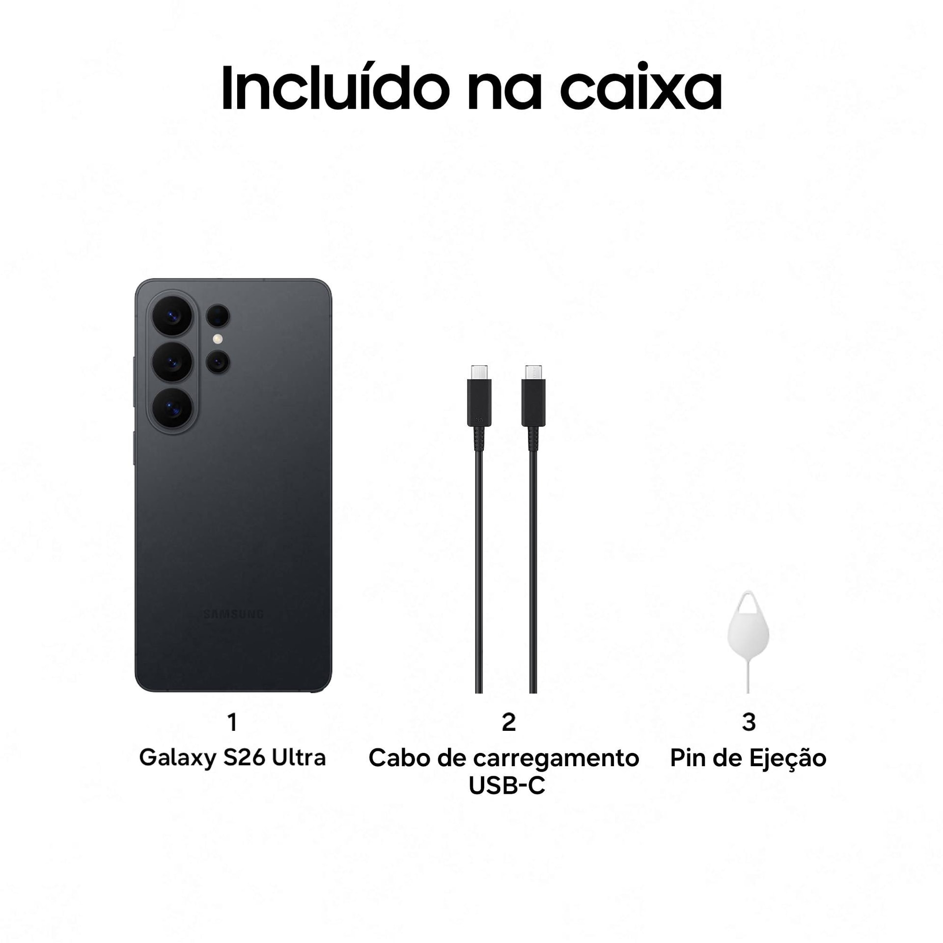 Samsung Galaxy S26 Ultra 5G 256 GB Preto Snapdragon 8 Elite 12 GB RAM Câmara 200 MP